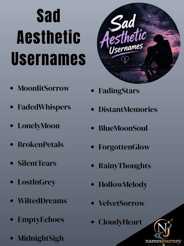 Sad Aesthetic Usernames