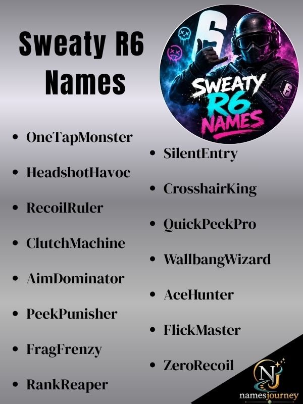 Sweaty R6 Names