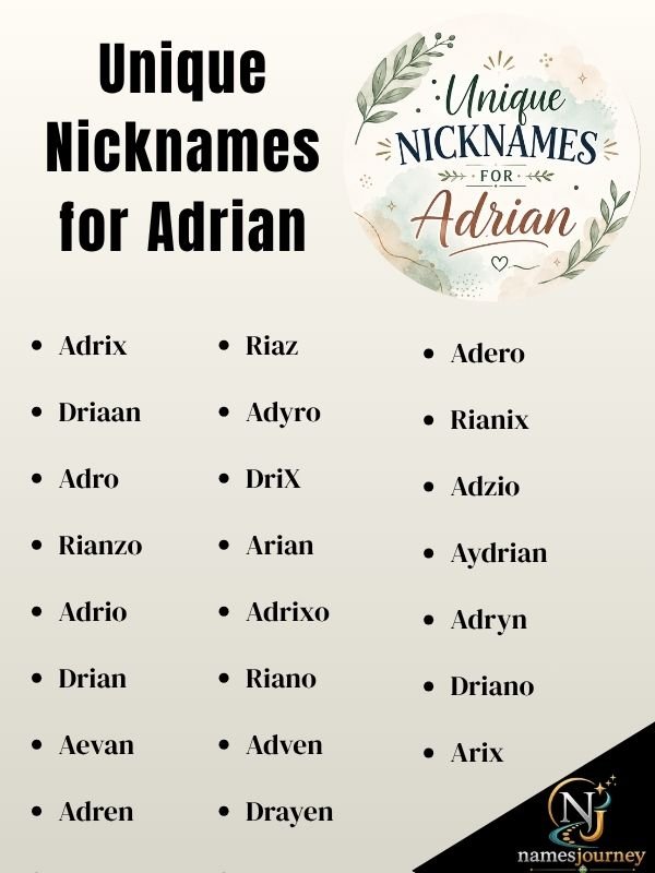 Unique Nicknames for Adrian